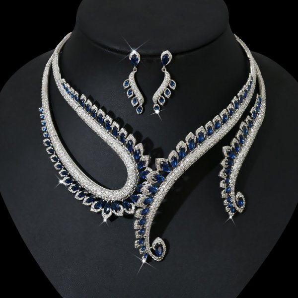 INS Wind Zircon Necklace Earring Set