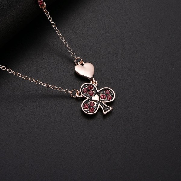 Personality Plum Blossom Zircon Necklace Earrings Jewelry Two Piece Se