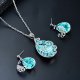 Sapphire Inlaid Flower Vine Alloy Zircon Necklace And Earrings Two-piece Set