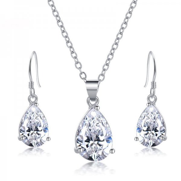 Direct Selling Zircon Earrings Necklace Set Drop Earrings Ear Hook Ear Jewelry  Gifts