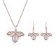 Simple Style Alloy Inlaid Zircon Necklace Earrings Opal Jewelry Two-piece Set