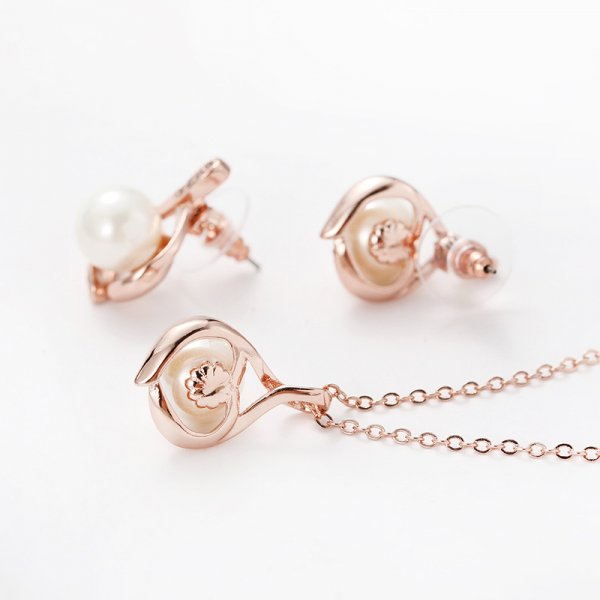 Creative Two-piece Alloy Pearl Jewelry Set Simple And