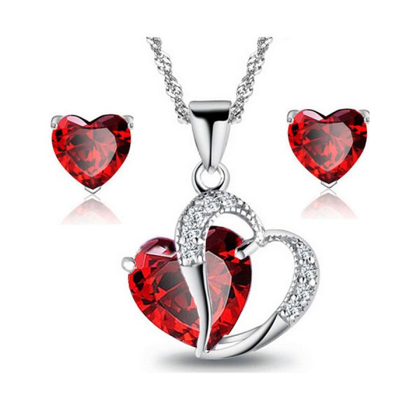 Heart necklace and earrings set